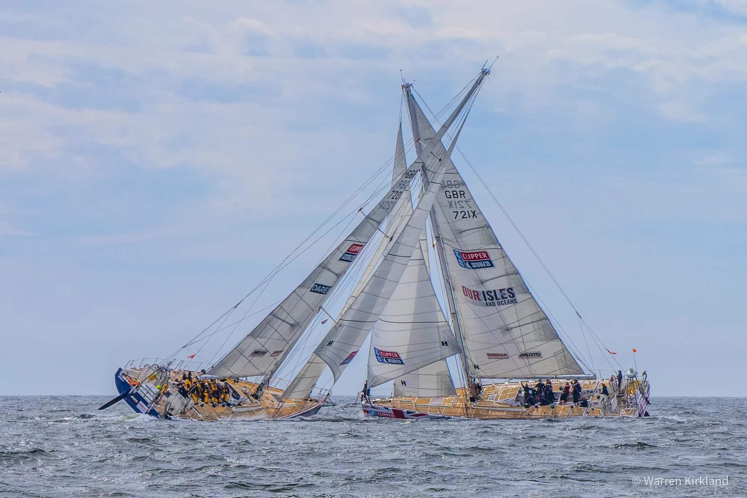 Two racing yachts sailing close together, Clipper Round The World Race